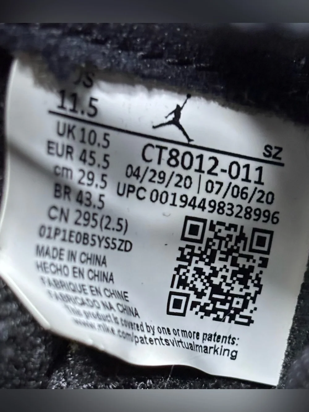Jordan 11 Retro Jubilee 25th Anniversary 2020 Size 11.5